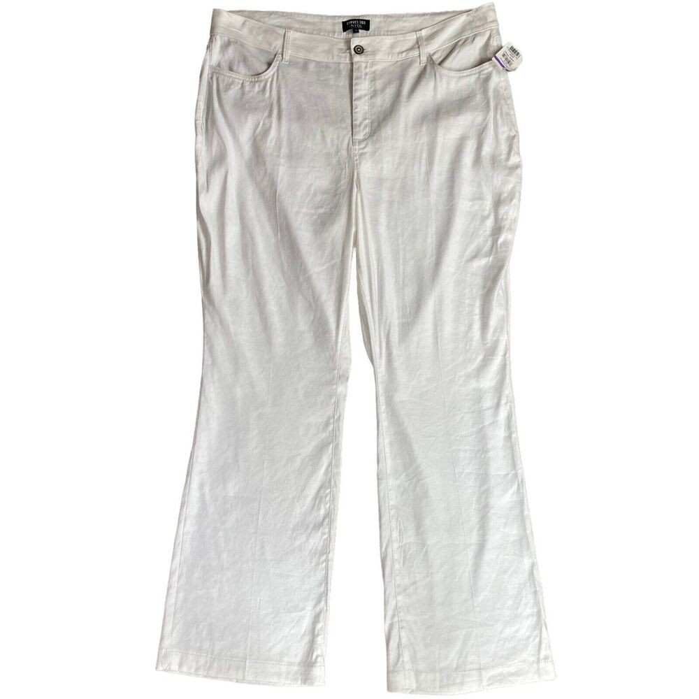 NYDJ Women’s Size 14 Curves 360 The Trouser Optic White Linen Blend NWT